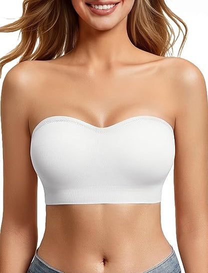 Strapless Bras for Women Non-Slip Bandeau Bra Push Up Invisible Bralettes Seamless Wireless No Underwire Padded Tube Top Bra
