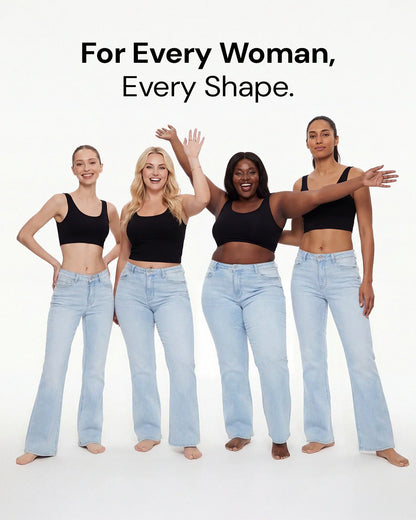 Women's BBL Wide Leg Jeans - High Waisted Butt Lifting Straight Denim, Plus Size, Zero Posterior Gap, Stretchy Slimming Fit