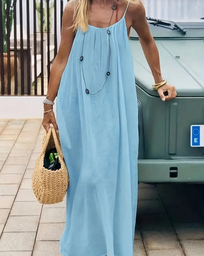 Women's Solid Color Backless Cami Dress-lln