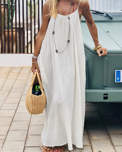 Women's Solid Color Backless Cami Dress-lln